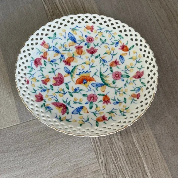 Vintage Germany Floral Reticulated Plate Decorative Display Plate - Picture 1 of 7